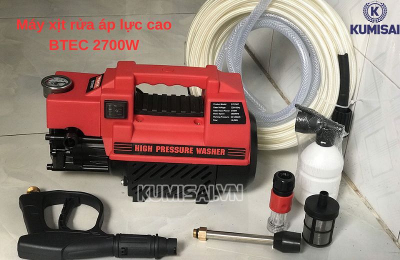 Máy xịt rửa áp lực cao BTEC 2700W Máy xịt rửa áp lực cao BTEC 2700W